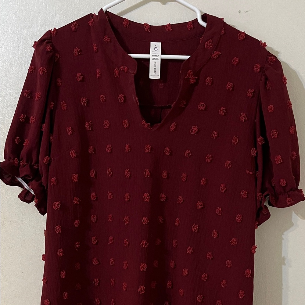 Women's Burgundy Textured Top